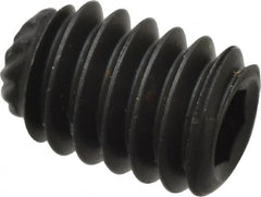 Unbrako - #8-32 UNC, 1/4" OAL, Knurled Cup Point Set Screw - Grade 8 Alloy Steel, 5/64" Key - Exact Tooling