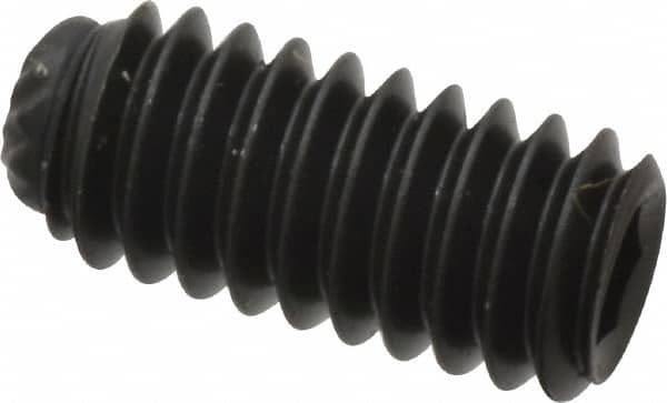 Unbrako - #8-32 UNC, 3/8" OAL, Knurled Cup Point Set Screw - Grade 8 Alloy Steel, 5/64" Key - Exact Tooling