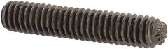 Unbrako - #8-32 UNC, 7/8" OAL, Knurled Cup Point Set Screw - Grade 8 Steel, 5/64" Key - Exact Tooling