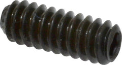 Unbrako - #10-24 UNC, 1/2" OAL, Knurled Cup Point Set Screw - Grade 8 Alloy Steel, 3/32" Key - Exact Tooling