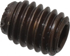 Unbrako - #10-32 UNF, 1/4" OAL, Knurled Cup Point Set Screw - Grade 8 Alloy Steel, 3/32" Key - Exact Tooling