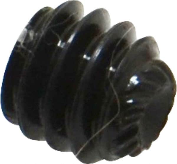 Unbrako - 1/4-20 UNC, 1/4" OAL, Knurled Cup Point Set Screw - Grade 8 Alloy Steel, 1/8" Key - Exact Tooling