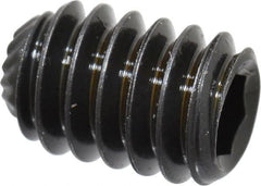 Unbrako - 1/4-20 UNC, 3/8" OAL, Knurled Cup Point Set Screw - Grade 8 Alloy Steel, 1/8" Key - Exact Tooling