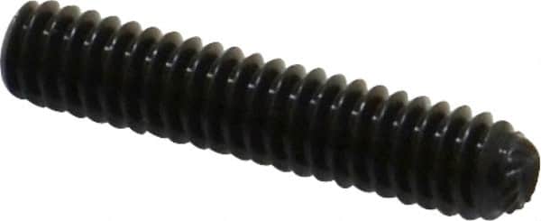 Unbrako - 1/4-20 UNC, 1-1/4" OAL, Knurled Cup Point Set Screw - Grade 8 Alloy Steel, 1/8" Key - Exact Tooling