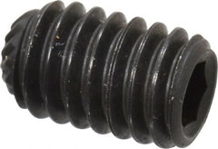 Unbrako - 5/16-18 UNC, 1/2" OAL, Knurled Cup Point Set Screw - Grade 8 Alloy Steel, 5/32" Key - Exact Tooling