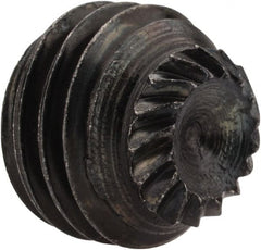 Unbrako - 5/16-24 UNF, 1/4" OAL, Knurled Cup Point Set Screw - Grade 8 Alloy Steel, 5/32" Key - Exact Tooling