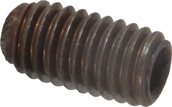 Unbrako - 3/8-16 UNC, 3/4" OAL, Knurled Cup Point Set Screw - Grade 8 Alloy Steel, 3/16" Key - Exact Tooling