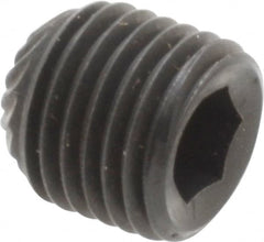 Unbrako - 3/8-24 UNF, 3/8" OAL, Knurled Cup Point Set Screw - Grade 8 Alloy Steel, 3/16" Key - Exact Tooling