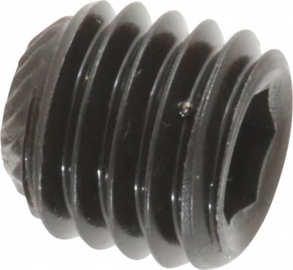 Unbrako - 1/2-13 UNC, 1/2" OAL, Knurled Cup Point Set Screw - Grade 8 Alloy Steel, 1/4" Key - Exact Tooling