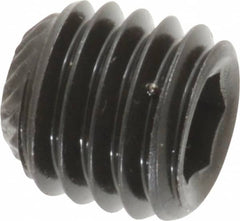 Unbrako - 1/2-13 UNC, 1/2" OAL, Knurled Cup Point Set Screw - Grade 8 Alloy Steel, 1/4" Key - Exact Tooling