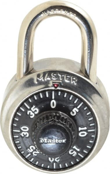 Master Lock - 1-7/8" Body Width, 3/4" Shackle Clearance, Stainless Steel Combination Lock - 9/32" Shackle Diam, 13/16" Shackle Width - Exact Tooling