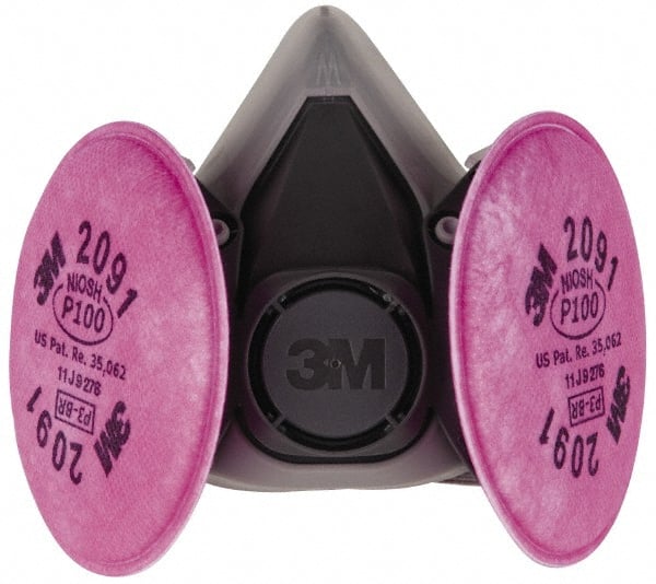 3M - Size M, P100 NIOSH Filter Rating, Thermoplastic Elastomer, Half Mask Facepiece Respirator Assembly - Protection from Oil and Non-Oil Based Particles, 2 Point Suspension - Exact Tooling