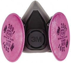 3M - Size M, P100 NIOSH Filter Rating, Thermoplastic Elastomer, Half Mask Facepiece Respirator Assembly - Protection from Oil and Non-Oil Based Particles, 2 Point Suspension - Exact Tooling