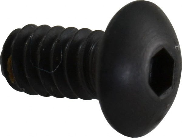 Unbrako - #4-40 UNC Hex Socket Drive, Button Screw - Alloy Steel, Black Oxide Finish, 1/4" Length Under Head - Exact Tooling
