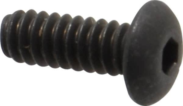 Unbrako - #6-32 UNC Hex Socket Drive, Button Screw - Alloy Steel, Black Oxide Finish, 3/8" Length Under Head - Exact Tooling