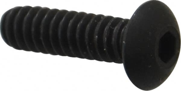 Unbrako - #6-32 UNC Hex Socket Drive, Button Screw - Alloy Steel, Black Oxide Finish, 1/2" Length Under Head - Exact Tooling