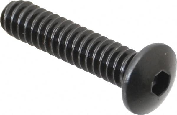 Unbrako - #6-32 UNC Hex Socket Drive, Button Screw - Alloy Steel, Black Oxide Finish, 5/8" Length Under Head - Exact Tooling
