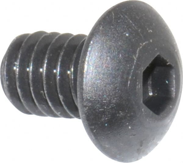 Unbrako - #8-32 UNC Hex Socket Drive, Button Screw - Alloy Steel, Black Oxide Finish, 1/4" Length Under Head - Exact Tooling
