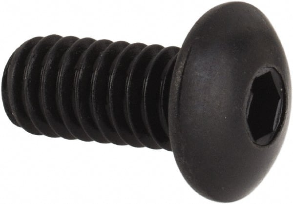Unbrako - #8-32 UNC Hex Socket Drive, Button Screw - Alloy Steel, Black Oxide Finish, 3/8" Length Under Head - Exact Tooling
