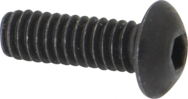 Unbrako - #8-32 UNC Hex Socket Drive, Button Screw - Alloy Steel, Black Oxide Finish, 1/2" Length Under Head - Exact Tooling