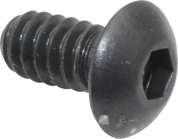 Unbrako - #10-24 UNC Hex Socket Drive, Button Screw - Alloy Steel, Black Oxide Finish, 3/8" Length Under Head - Exact Tooling