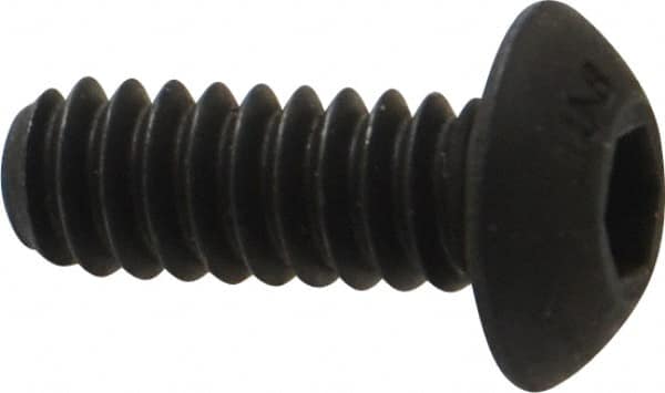 Unbrako - #10-24 UNC Hex Socket Drive, Button Screw - Alloy Steel, Black Oxide Finish, 1/2" Length Under Head - Exact Tooling
