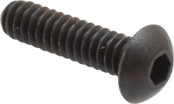 Unbrako - #10-24 UNC Hex Socket Drive, Button Screw - Alloy Steel, Black Oxide Finish, 3/4" Length Under Head - Exact Tooling