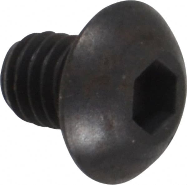 Unbrako - #10-32 UNF Hex Socket Drive, Button Screw - Alloy Steel, Black Oxide Finish, 1/4" Length Under Head - Exact Tooling