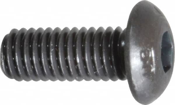 Unbrako - #10-32 UNF Hex Socket Drive, Button Screw - Alloy Steel, Black Oxide Finish, 1/2" Length Under Head - Exact Tooling