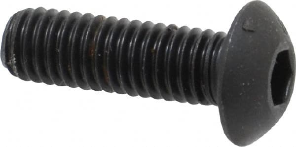 Unbrako - #10-32 UNF Hex Socket Drive, Button Screw - Alloy Steel, Black Oxide Finish, 5/8" Length Under Head - Exact Tooling