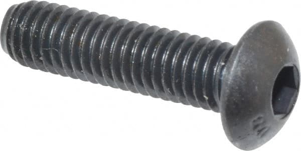 Unbrako - #10-32 UNF Hex Socket Drive, Button Screw - Alloy Steel, Black Oxide Finish, 3/4" Length Under Head - Exact Tooling