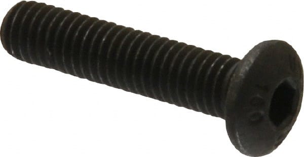 Unbrako - #10-32 UNF Hex Socket Drive, Button Screw - Alloy Steel, Black Oxide Finish, 7/8" Length Under Head - Exact Tooling