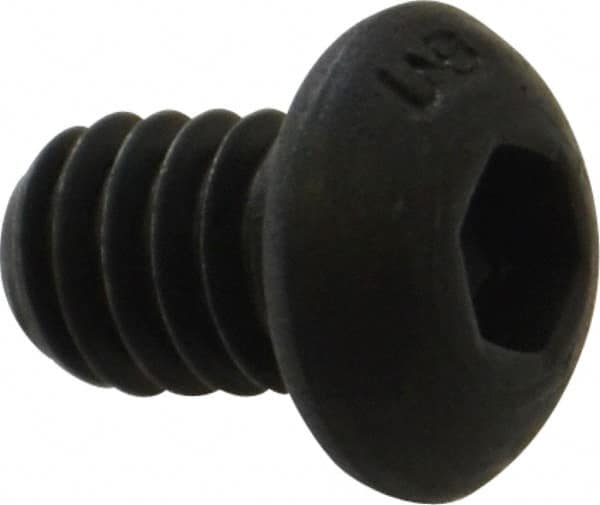 Unbrako - 1/4-20 UNC Hex Socket Drive, Button Screw - Alloy Steel, Black Oxide Finish, 3/8" Length Under Head - Exact Tooling