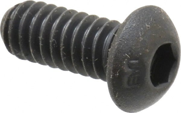 Unbrako - 1/4-20 UNC Hex Socket Drive, Button Screw - Alloy Steel, Black Oxide Finish, 5/8" Length Under Head - Exact Tooling
