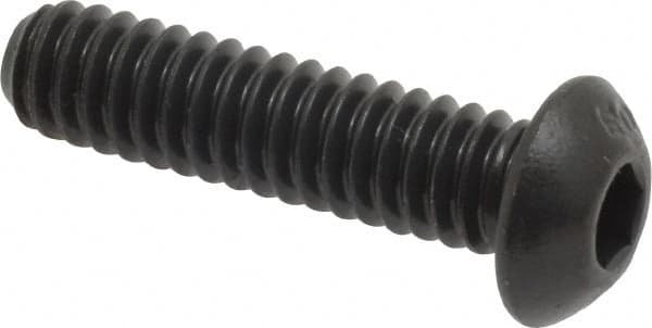 Unbrako - 1/4-20 UNC Hex Socket Drive, Button Screw - Alloy Steel, Black Oxide Finish, 1" Length Under Head - Exact Tooling