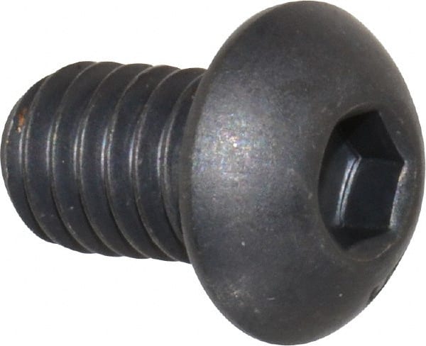 Unbrako - 5/16-18 UNC Hex Socket Drive, Button Screw - Alloy Steel, Black Oxide Finish, 1/2" Length Under Head - Exact Tooling