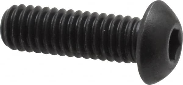 Unbrako - 5/16-18 UNC Hex Socket Drive, Button Screw - Alloy Steel, Black Oxide Finish, 1" Length Under Head - Exact Tooling