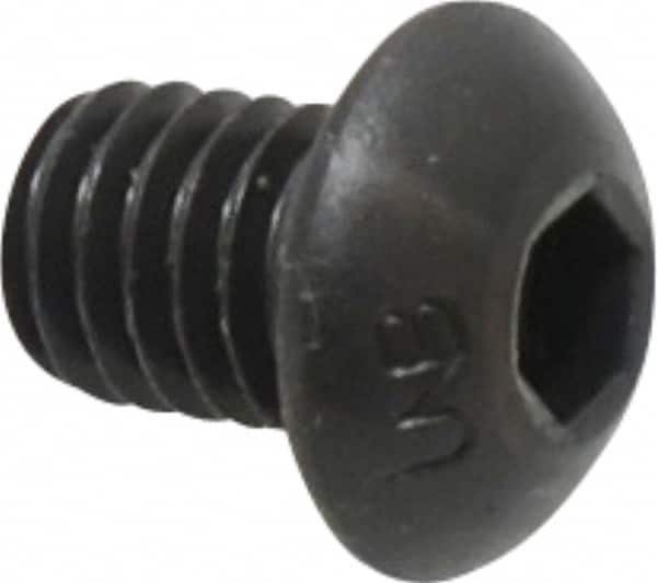 Unbrako - 3/8-16 UNC Hex Socket Drive, Button Screw - Alloy Steel, Black Oxide Finish, 1/2" Length Under Head - Exact Tooling