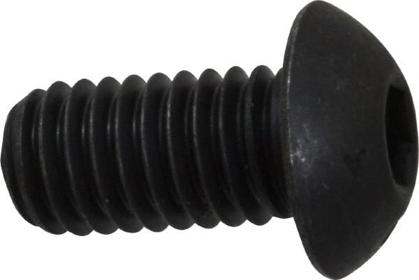 Unbrako - 3/8-16 UNC Hex Socket Drive, Button Screw - Alloy Steel, Black Oxide Finish, 3/4" Length Under Head - Exact Tooling