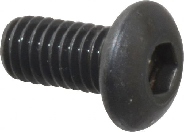 Unbrako - M3x0.50 Metric Coarse Hex Socket Drive, Button Screw - Alloy Steel, Black Oxide Finish, 6mm Length Under Head - Exact Tooling