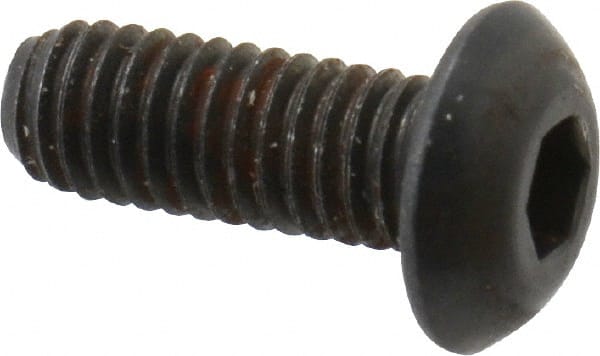 Unbrako - M3x0.50 Metric Coarse Hex Socket Drive, Button Screw - Alloy Steel, Black Oxide Finish, 8mm Length Under Head - Exact Tooling