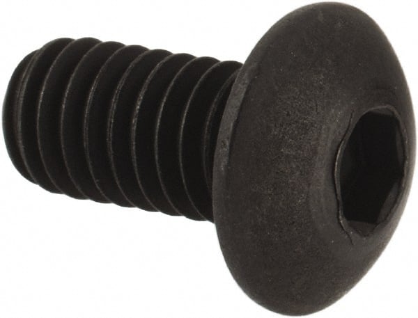 Unbrako - M4x0.70 Metric Coarse Hex Socket Drive, Button Screw - Alloy Steel, Black Oxide Finish, 8mm Length Under Head - Exact Tooling