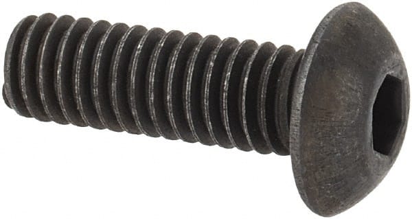 Unbrako - M4x0.70 Metric Coarse Hex Socket Drive, Button Screw - Alloy Steel, Black Oxide Finish, 12mm Length Under Head - Exact Tooling