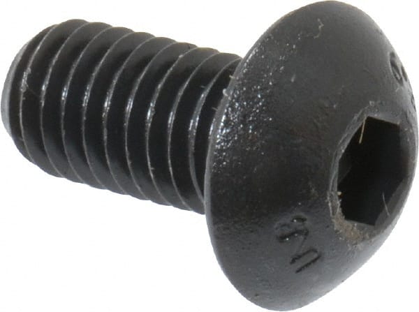Unbrako - M5x0.80 Metric Coarse Hex Socket Drive, Button Screw - Alloy Steel, Black Oxide Finish, 10mm Length Under Head - Exact Tooling