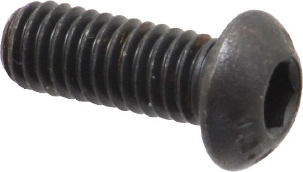Unbrako - M6x1.00 Metric Coarse Hex Socket Drive, Button Screw - Alloy Steel, Black Oxide Finish, 16mm Length Under Head - Exact Tooling