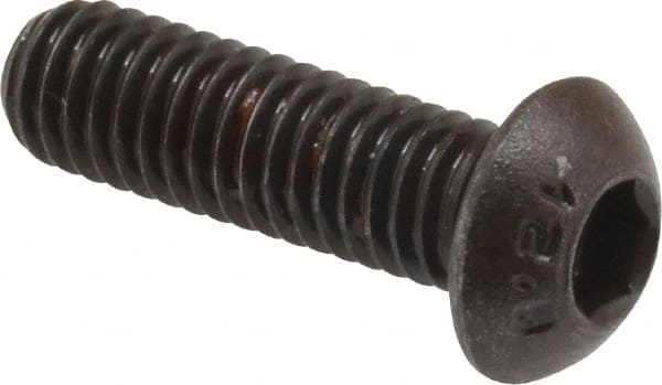 Unbrako - M6x1.00 Metric Coarse Hex Socket Drive, Button Screw - Alloy Steel, Black Oxide Finish, 20mm Length Under Head - Exact Tooling