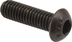 Unbrako - M6x1.00 Metric Coarse Hex Socket Drive, Button Screw - Alloy Steel, Black Oxide Finish, 20mm Length Under Head - Exact Tooling