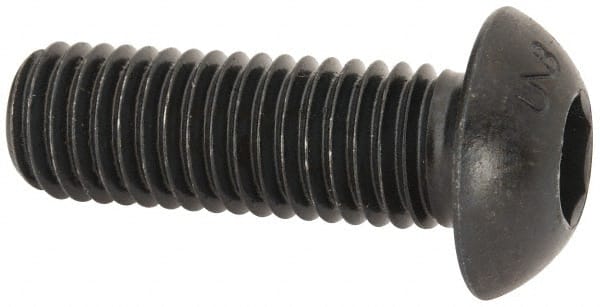 Unbrako - M12x1.75 Metric Coarse Hex Socket Drive, Button Screw - Alloy Steel, Black Oxide Finish, 35mm Length Under Head - Exact Tooling