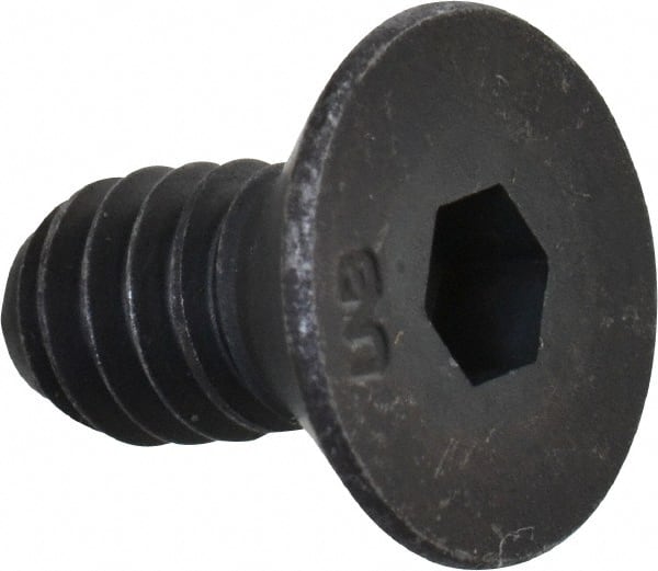 Unbrako - 1/4-20 UNC Hex Socket Drive, 82° Flat Screw - Alloy Steel, Black Oxide Finish, 1/2" OAL - Exact Tooling