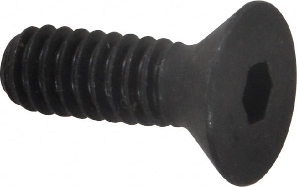 Unbrako - 1/4-20 UNC Hex Socket Drive, 82° Flat Screw - Alloy Steel, Black Oxide Finish, 3/4" OAL - Exact Tooling